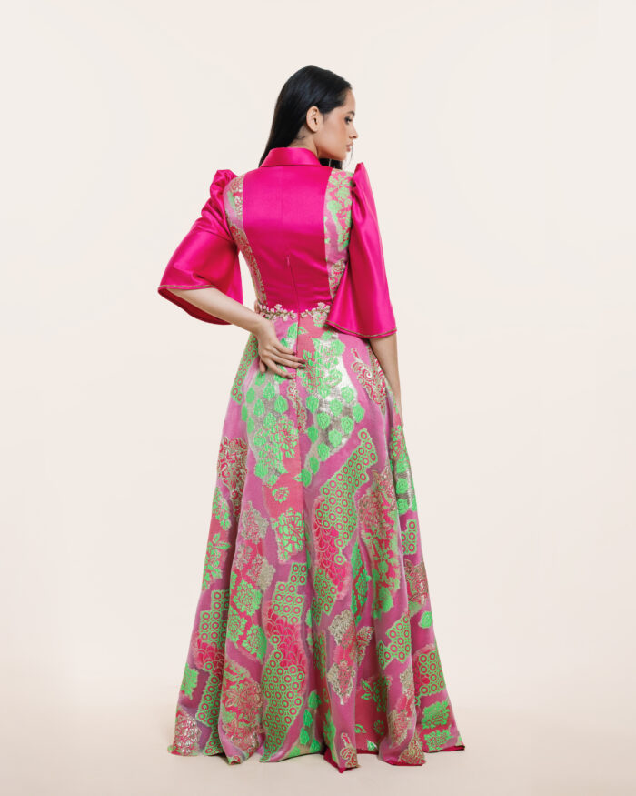Pink Long Dress - Zipper - Image 4