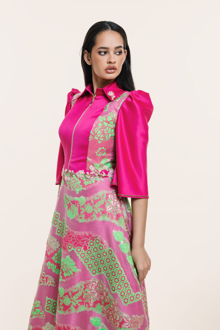 Pink Long Dress - Zipper - Image 2