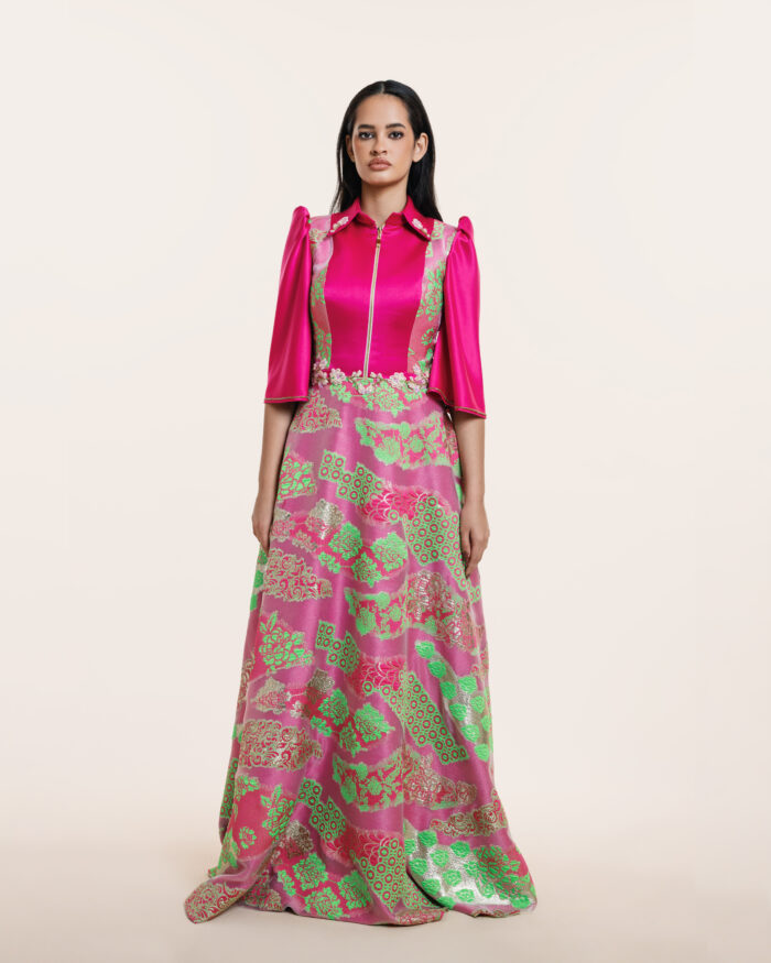 Pink Long Dress - Zipper - Image 3