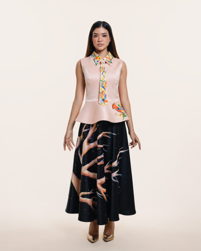 Hand-painted Top + Tie - Image 4
