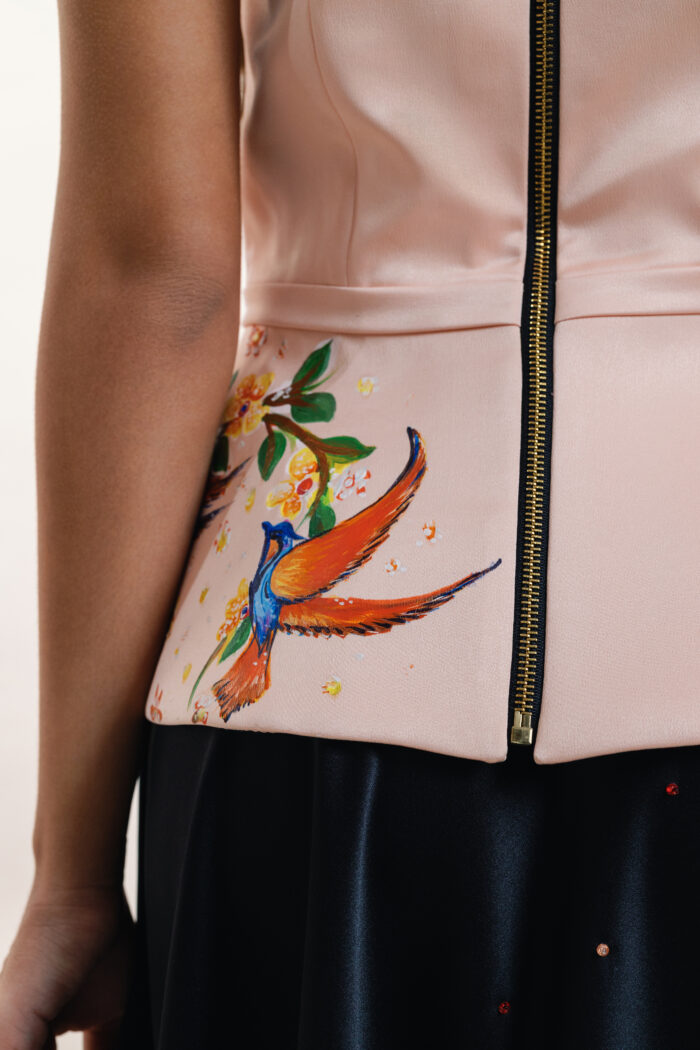 Hand-painted Top + Tie - Image 3