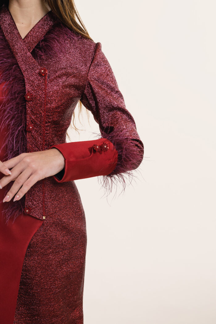 Red Glitter + Feather Dress - Image 2