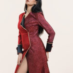 Red Glitter + Black Handcuff Dress