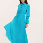 Turquoise Chiffon Long Dress