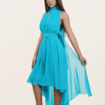 Turquoise Chiffon Short Dress
